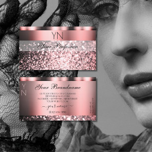 Carte De Visite Parties scintillant brillante rose Rose avec Monog