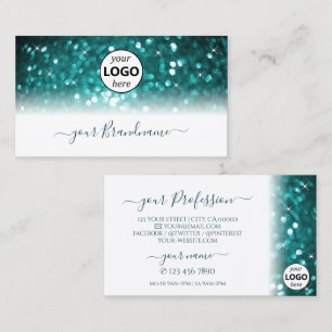 Carte De Visite Parties scintillant brillante Turquoise brillante 