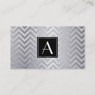 Carte De Visite Parties scintillant Chevron Monogram Black/Silver 