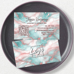 Carte De Visite Parties scintillant chic de luxe en marbre de vein