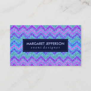 Carte De Visite Parties scintillant colorée et étincelles Zigzag C