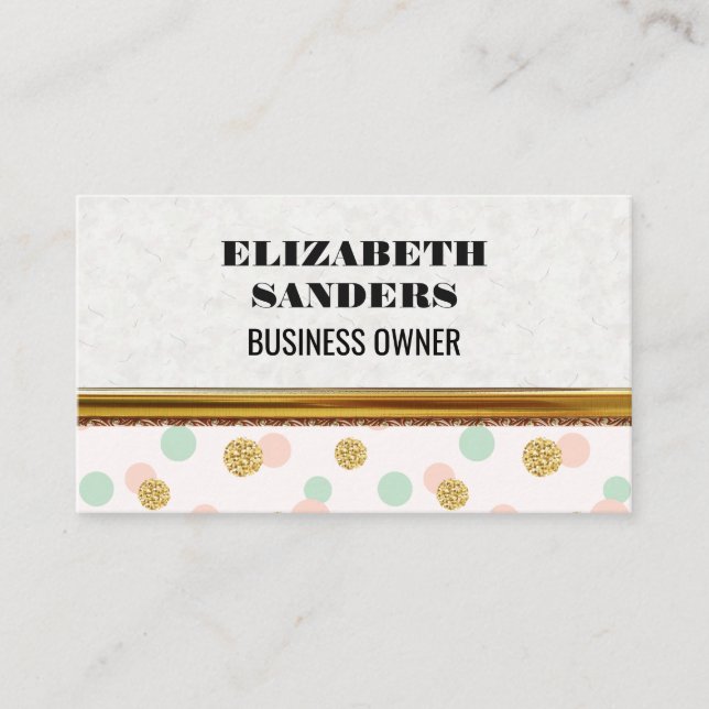 Carte De Visite Parties scintillant Confetti | Point Polka | Bordu (Devant)