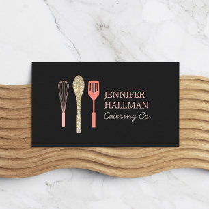 Carte De Visite Parties scintillant Cuillère Whisk Spatula Logo gr