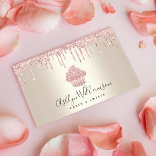 Carte De Visite Parties scintillant Cupcake rose Drives boulangeri