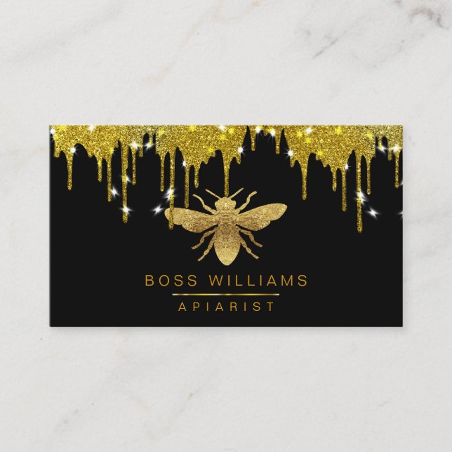 Carte De Visite Parties scintillant d'abeilles Gold Faux (Devant)