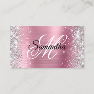 Carte De Visite Parties scintillant d'argent brillant rose huile F