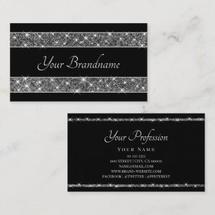 Carte De Visite Parties scintillant d'argent chatoyante Étoiles br