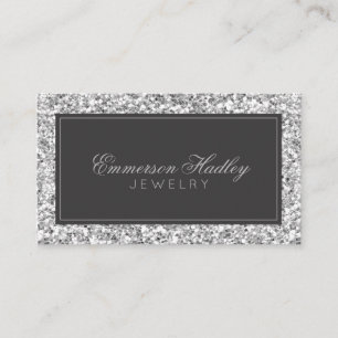 Carte De Visite Parties scintillant d'argent élégant
