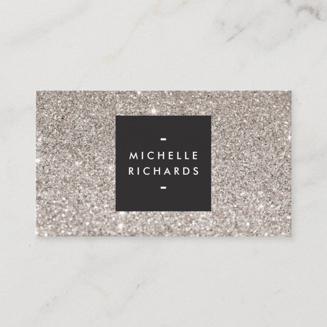 Carte De Visite Parties scintillant d'argent glamour Beauté modern (Devant)