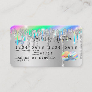 Carte De Visite parties scintillant d'argent gouttes d'argent Holo