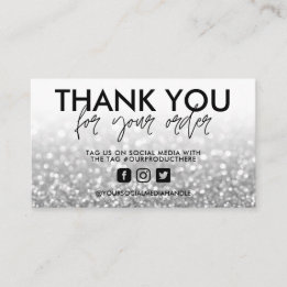 Carte De Visite Parties scintillant d'argent Merci à la mode