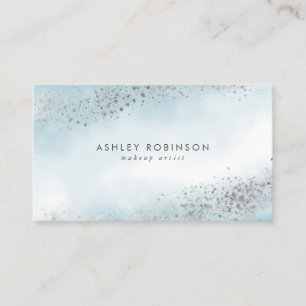 Carte De Visite Parties scintillant d'argent moderne Blue Ombre Wa