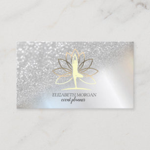 Carte De Visite Parties scintillant d'argent moderne élégant Bokeh