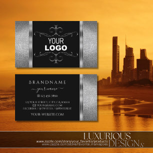 Carte De Visite Parties scintillant d'argent noir à oeil cassé Orn