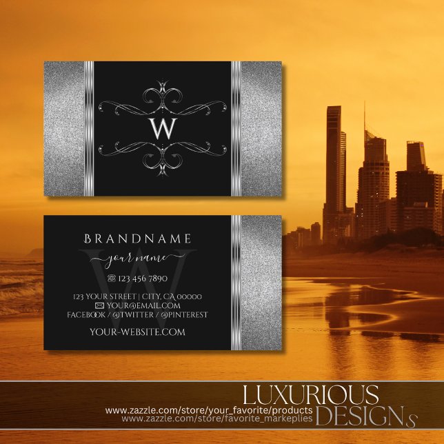 Carte De Visite Parties scintillant d'argent noir de l'oeil qui s' (Créateur téléchargé)