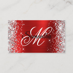 Carte De Visite Parties scintillant d'argent rouge paille fantaisi