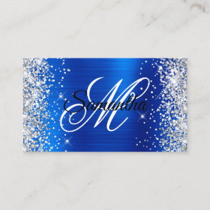 Carte De Visite Parties scintillant d'argent Royal Blue Foil Fancy