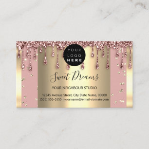 Carte De Visite Parties scintillant de cadre d'or Confetti Rose po