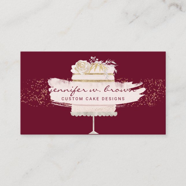 Carte De Visite Parties scintillant de gâteau de fête Bourgogne (Devant)