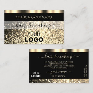 Carte De Visite Parties scintillant de luxe avec logo en noir et o