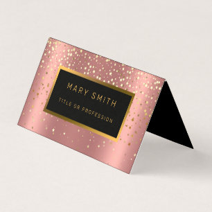 Carte De Visite Parties scintillant de luxe Gold Rose étoiles