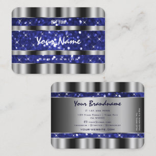 Carte De Visite Parties scintillant de luxe Silver Royal Blue Élég