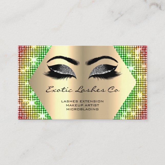 Carte De Visite Parties scintillant de maquillage en or noir Lashe (Devant)