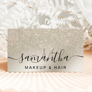 Carte De Visite Parties scintillant de maquillage ivoire ombre or