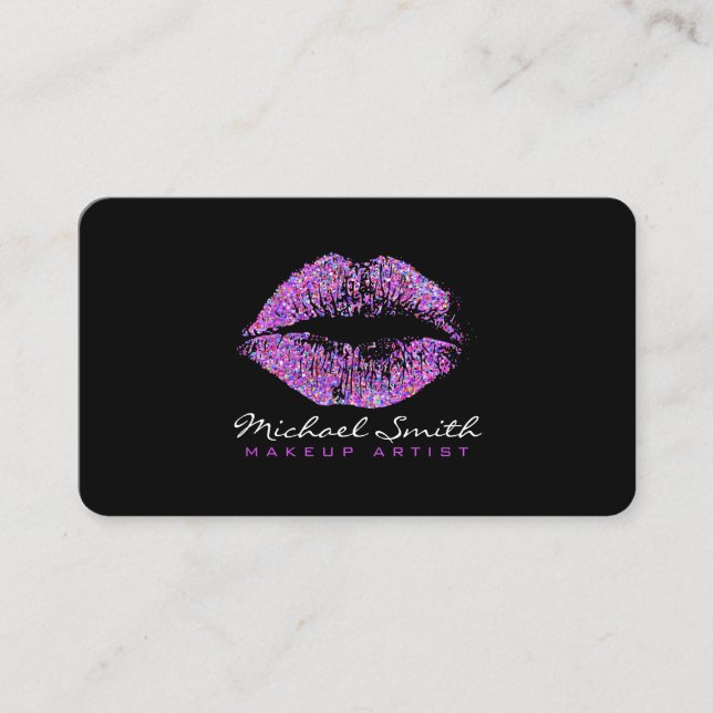 Carte De Visite Parties scintillant de maquillage Lèvres multicolo (Devant)