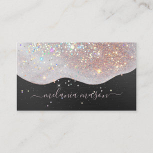 Carte De Visite Parties scintillant de maquillage rose en or noir