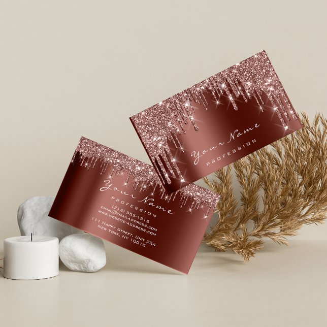 Carte De Visite Parties scintillant de maquillage Rose Nails Manuc (Créateur téléchargé)