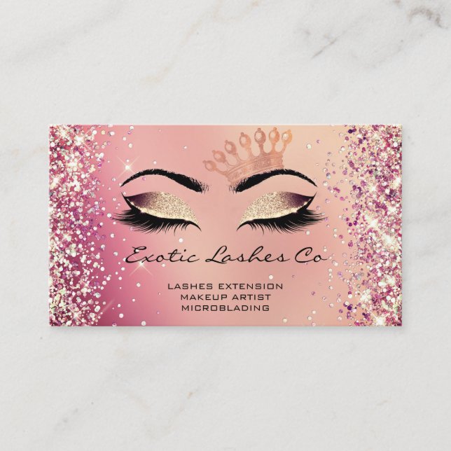Carte De Visite Parties scintillant de maquillage rose or Lashes C (Devant)