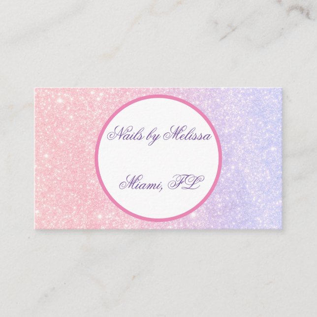 Carte De Visite Parties scintillant de nom personnalisé rose mou (Devant)