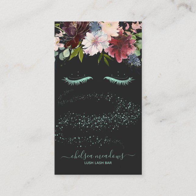 Carte De Visite Parties scintillant de sirène Signature Floral Eye (Devant)