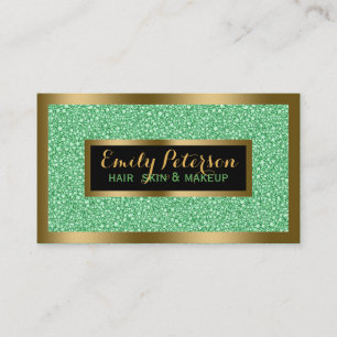 Carte De Visite Parties scintillant de télécopie verte Gold Accent