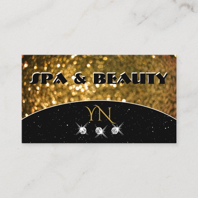 Carte De Visite Parties scintillant d'étincelle en or noir de luxe (Devant)