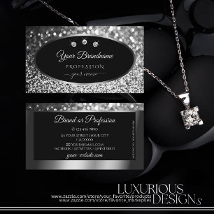 Carte De Visite Parties scintillant d'étoiles de luxe en argent n