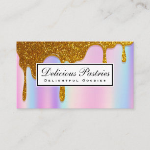 Carte De Visite Parties scintillant d'or   Arrière - plan Rainbow 