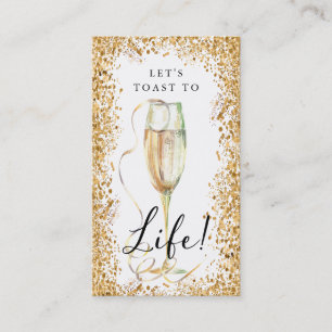 Carte De Visite Parties scintillant d'or Champagne Signet de fête 