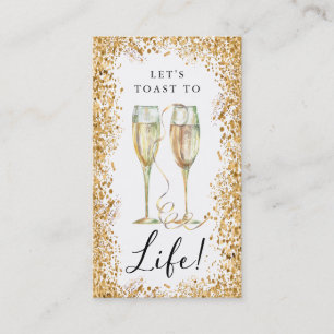 Carte De Visite Parties scintillant d'or Champagne Signet de fête 