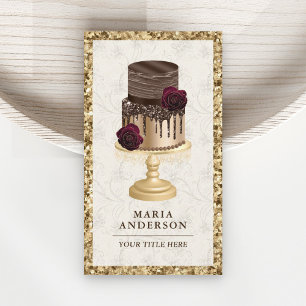Carte De Visite Parties scintillant d'or Chocolat pâtisserie Chef 
