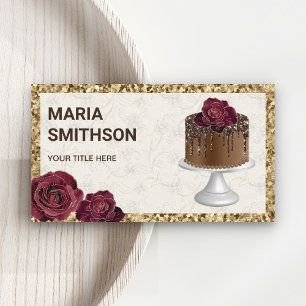 Carte De Visite Parties scintillant d'or Chocolat pâtisserie Chef 