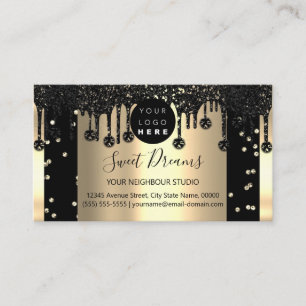 Carte De Visite Parties scintillant d'or Confetti Black VIP Driver