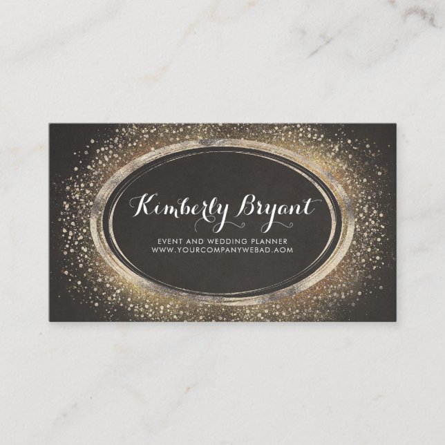 Carte De Visite Parties scintillant d'or Confetti Glam Cadre moder (Devant)