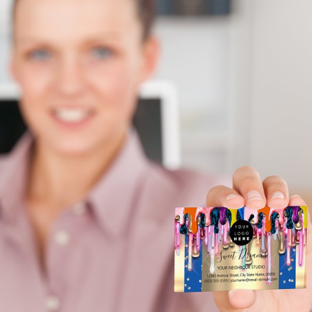 Carte De Visite Parties scintillant d'or Confetti Holograph Driver (Créateur téléchargé)