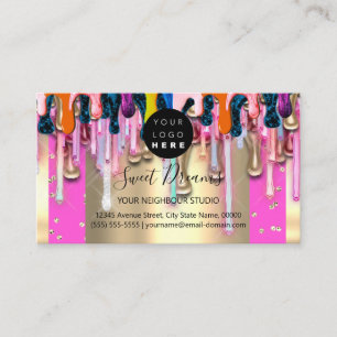 Carte De Visite Parties scintillant d'or Confetti Holographe cadre