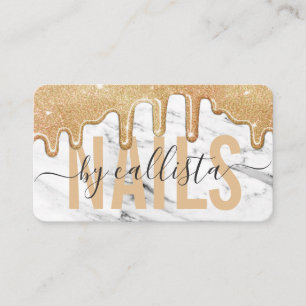 Carte De Visite Parties scintillant d'or Drives Marble Nail Artist