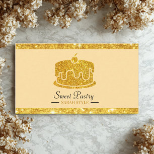 Carte De Visite Parties scintillant d'or Élégante boulangerie de p