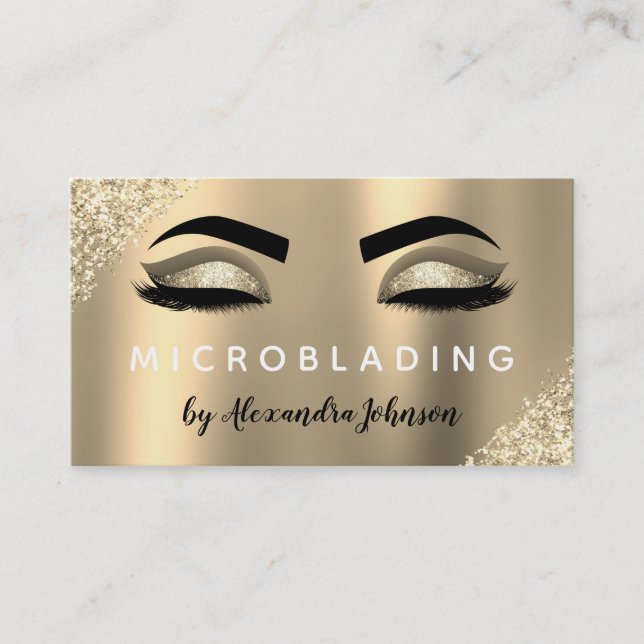Carte De Visite Parties scintillant d'or Eyelashes Microbling (Devant)