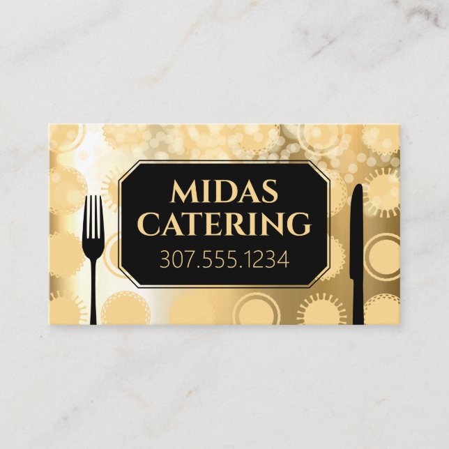 Carte De Visite parties scintillant d'or Faux Chef personnel cuisi (Devant)